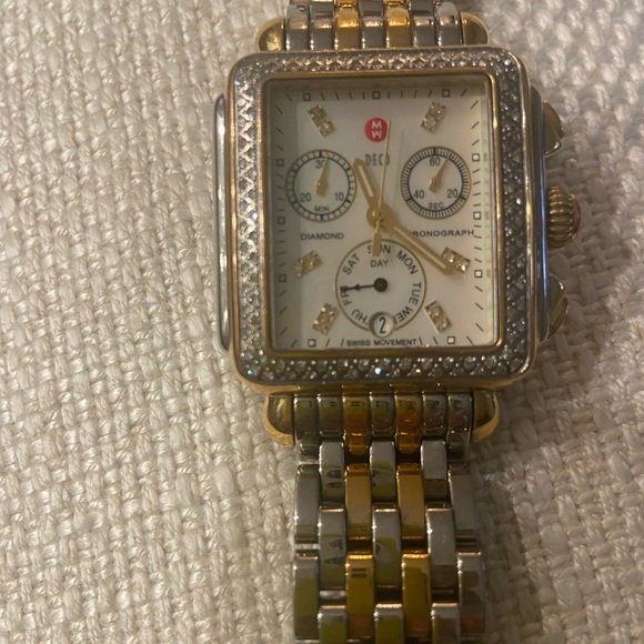 Michelle gold and silver watch with diamonds - Picture 2 of 5